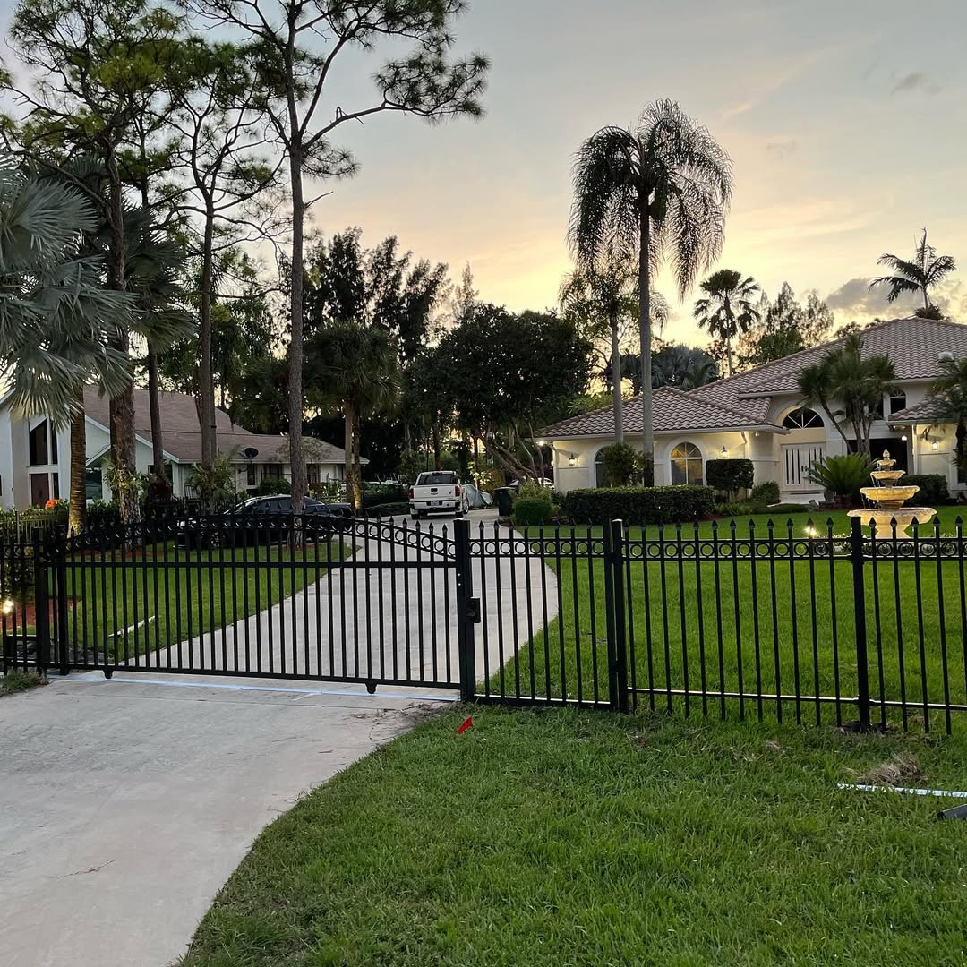 Ornamental aluminum driveway gate